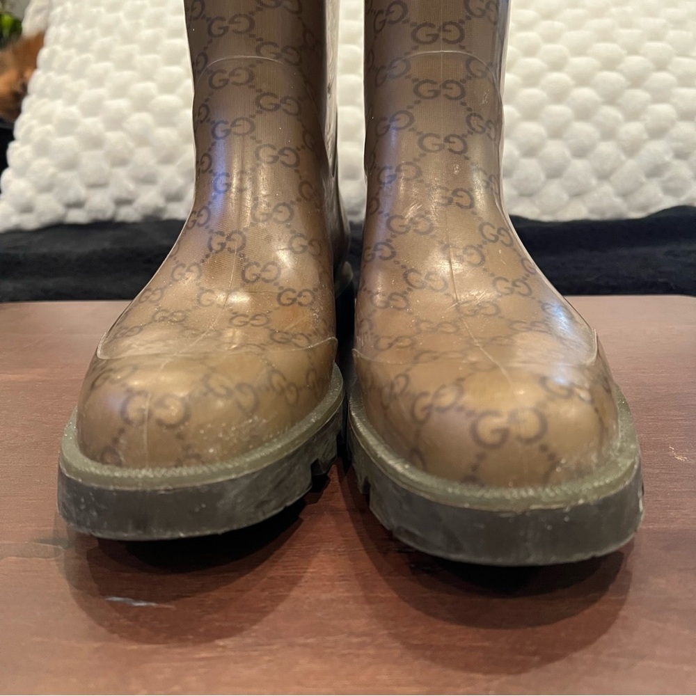 Gucci Women's Camel Rubber Rain Boots with Guccissima Monogram Size 41(US 10) - Picture 6 of 11
